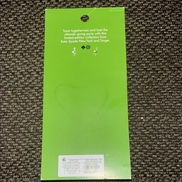 Kate Spade Green and Blue Striped Heart Keychain/Coin purse - Picture 4 of 4